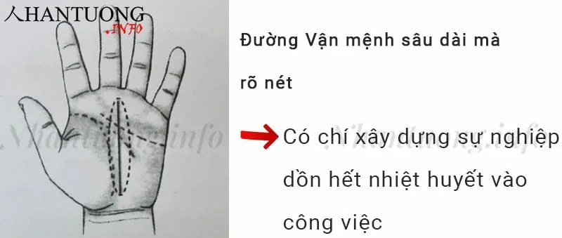 Đường Vận mệnh sâu dài mà rõ nét Đường Vận mệnh sâu dài mà rõ nét